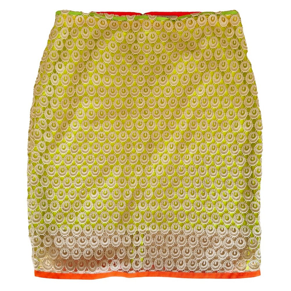 T Tahari Yellow and Orange Pencil Skirt